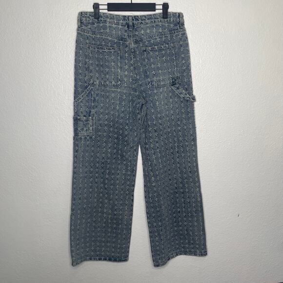 Forever 21 Womens Jeans Size 30 Blue Denim Distressed Straight Leg High Rise - Picture 2 of 15